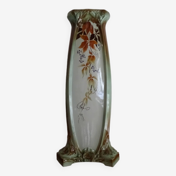 Earthenware column KG Lunéville vine leaves Art Nouveau 1920 - 81.5 cm