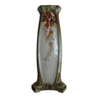 Colonne en faïence KG Lunéville feuilles de vigne Art nouveau 1920 - 81,5 cm