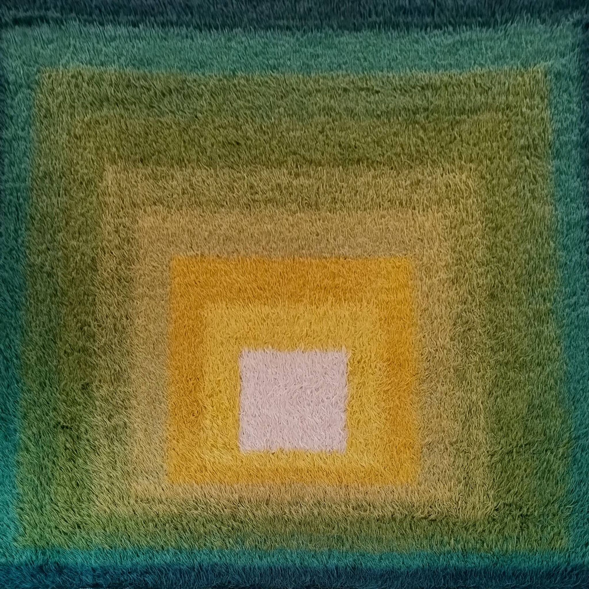 1970s Mid-Century Modern "Homage to the Square" Shag Rug – Geometric Op-Art