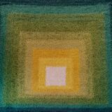 1970s Mid-Century Modern "Homage to the Square" Shag Rug – Geometric Op-Art