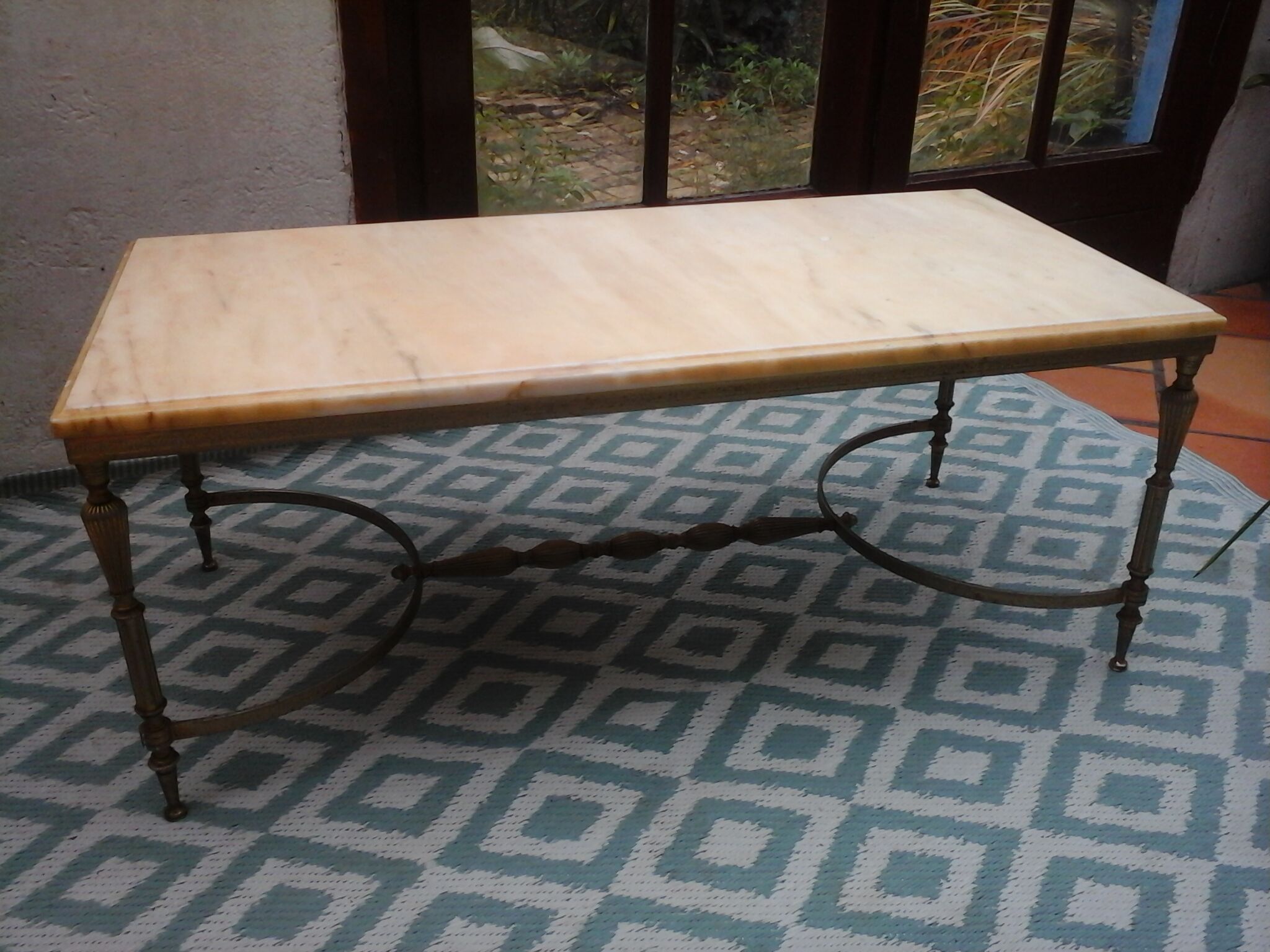 Marble and brass coffee table