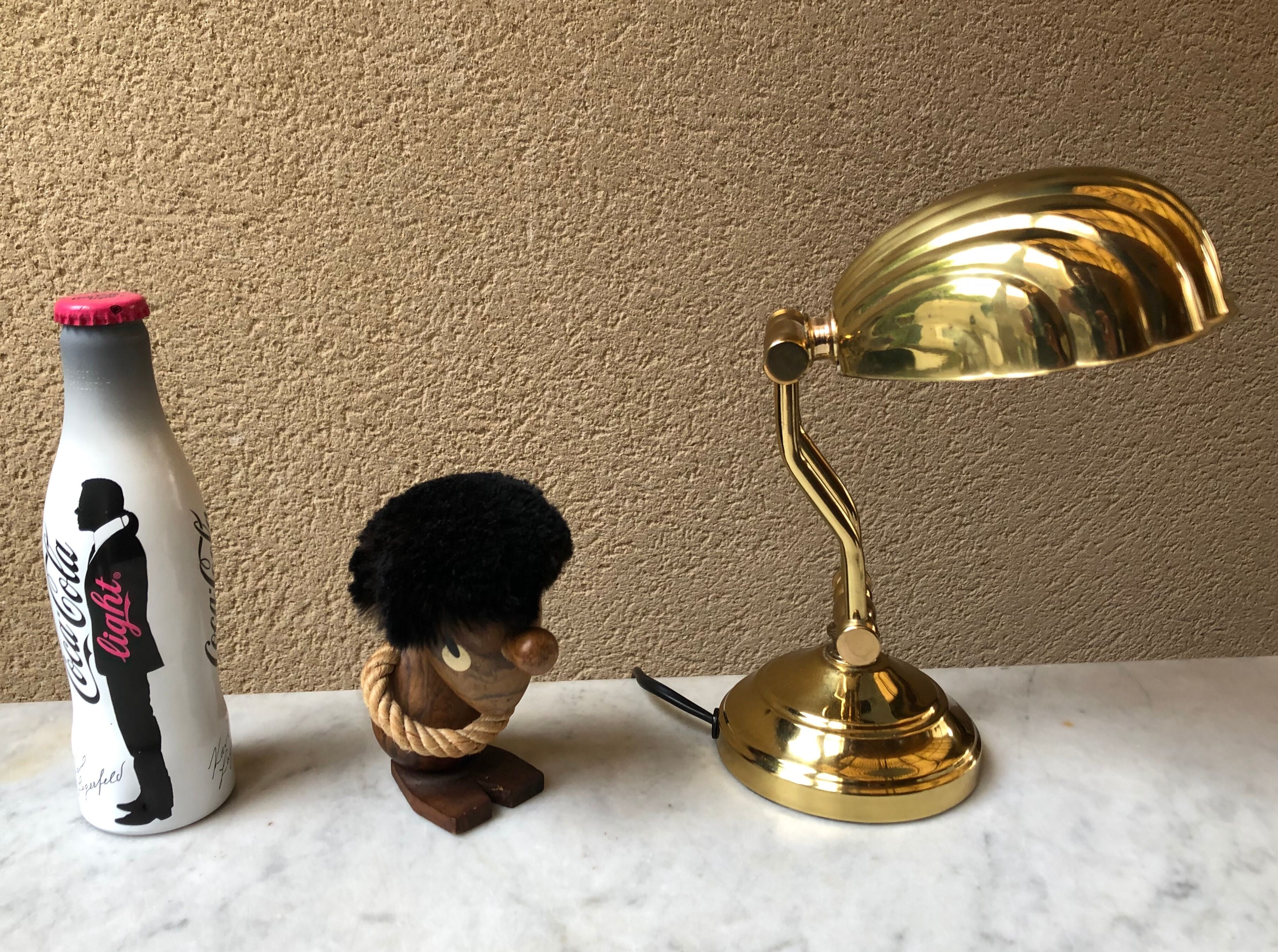 Vintage shell bedside lamp design 80 brass solid