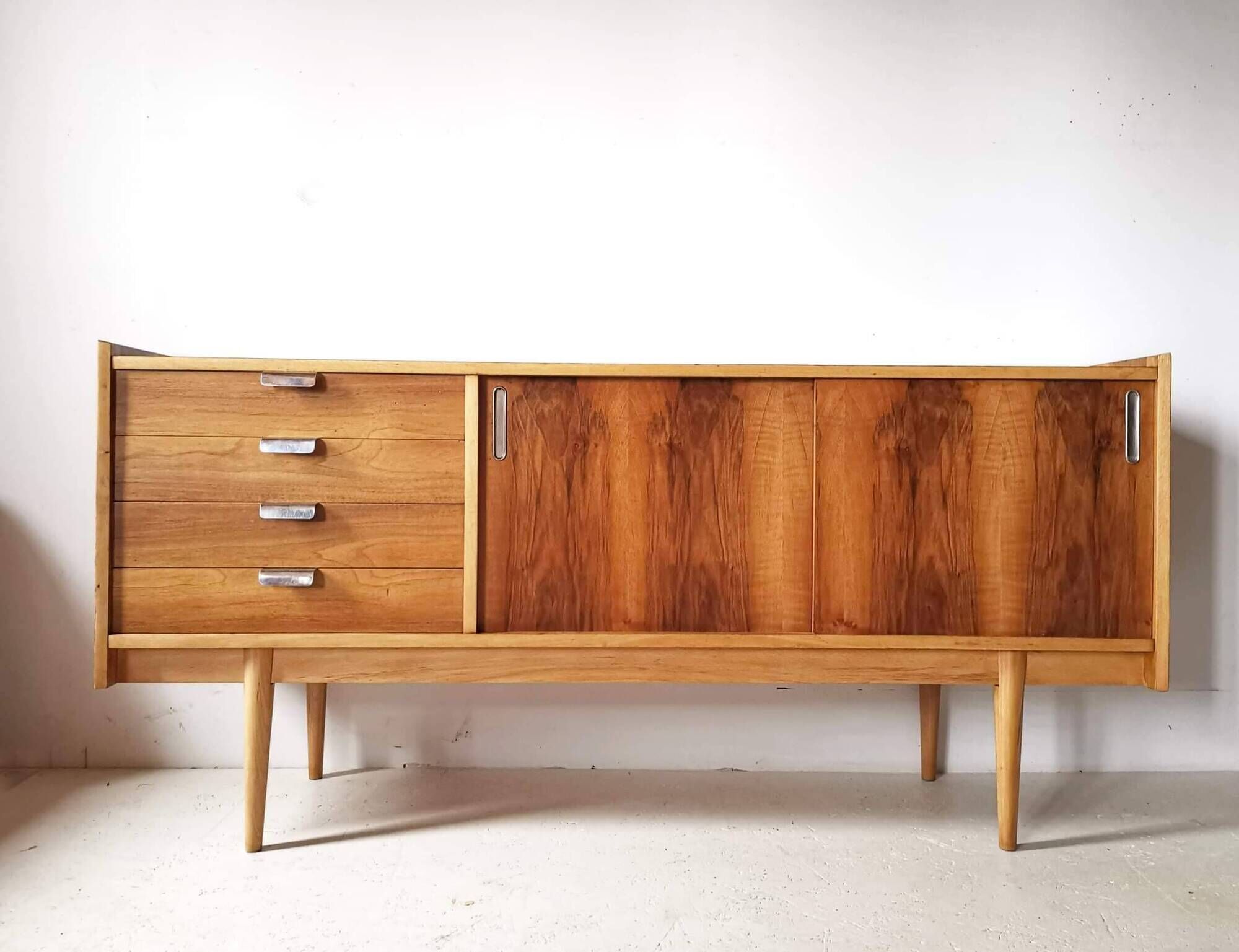 Walnut veneer sideboard by Bytomskie Zaklady, Polish Mid-Century 1960s