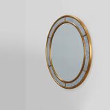 Mid-century gilt oval Mirror by Deknudt, Belgium 1980s