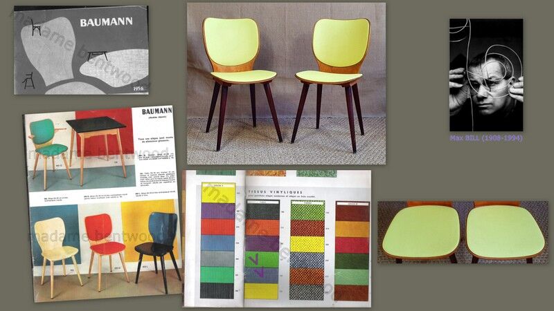 Pair of bistro chairs Baumann 800 Max Bill 50s