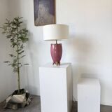 Pink and gold ceramic tripod table lamp