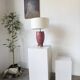 Pink and gold ceramic tripod table lamp
