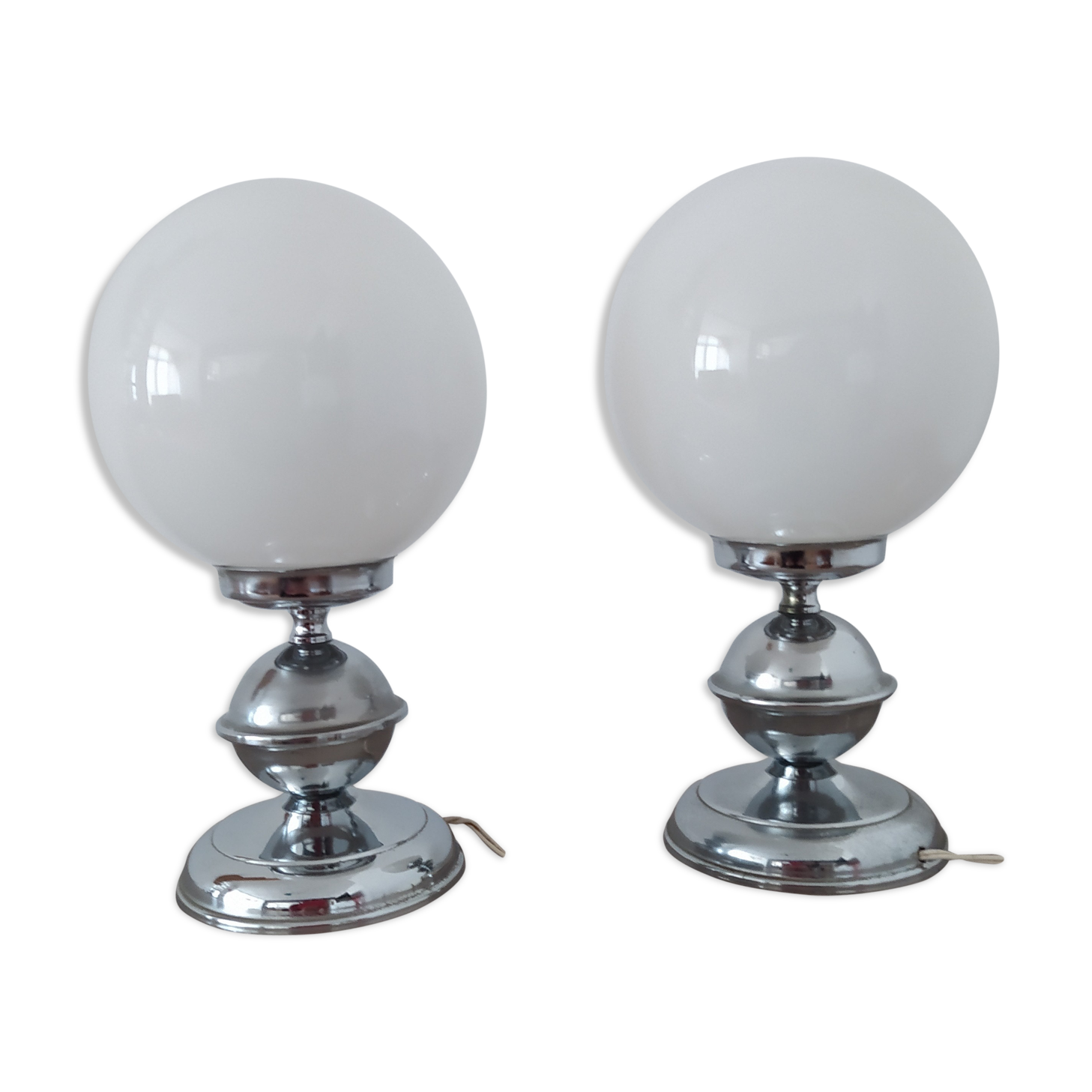 Pair of vintage opaline lamps