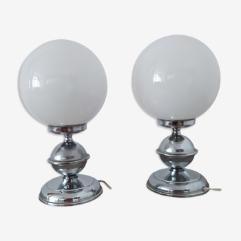 Pair of vintage opaline lamps