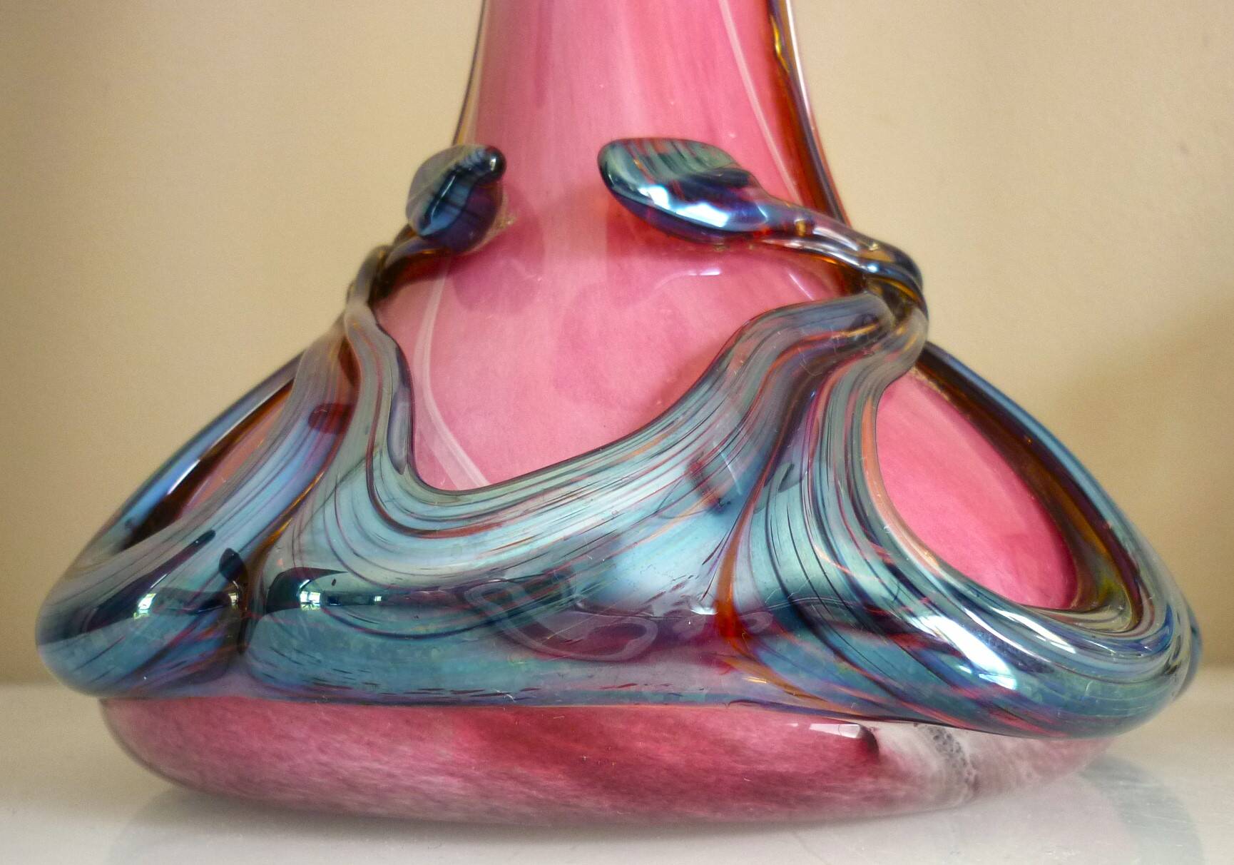 Blown glass vase, Biot, signed Jean Michel Operto, 1980s/1990s