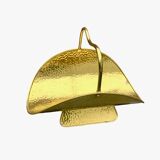 Vintage hammered brass log holder