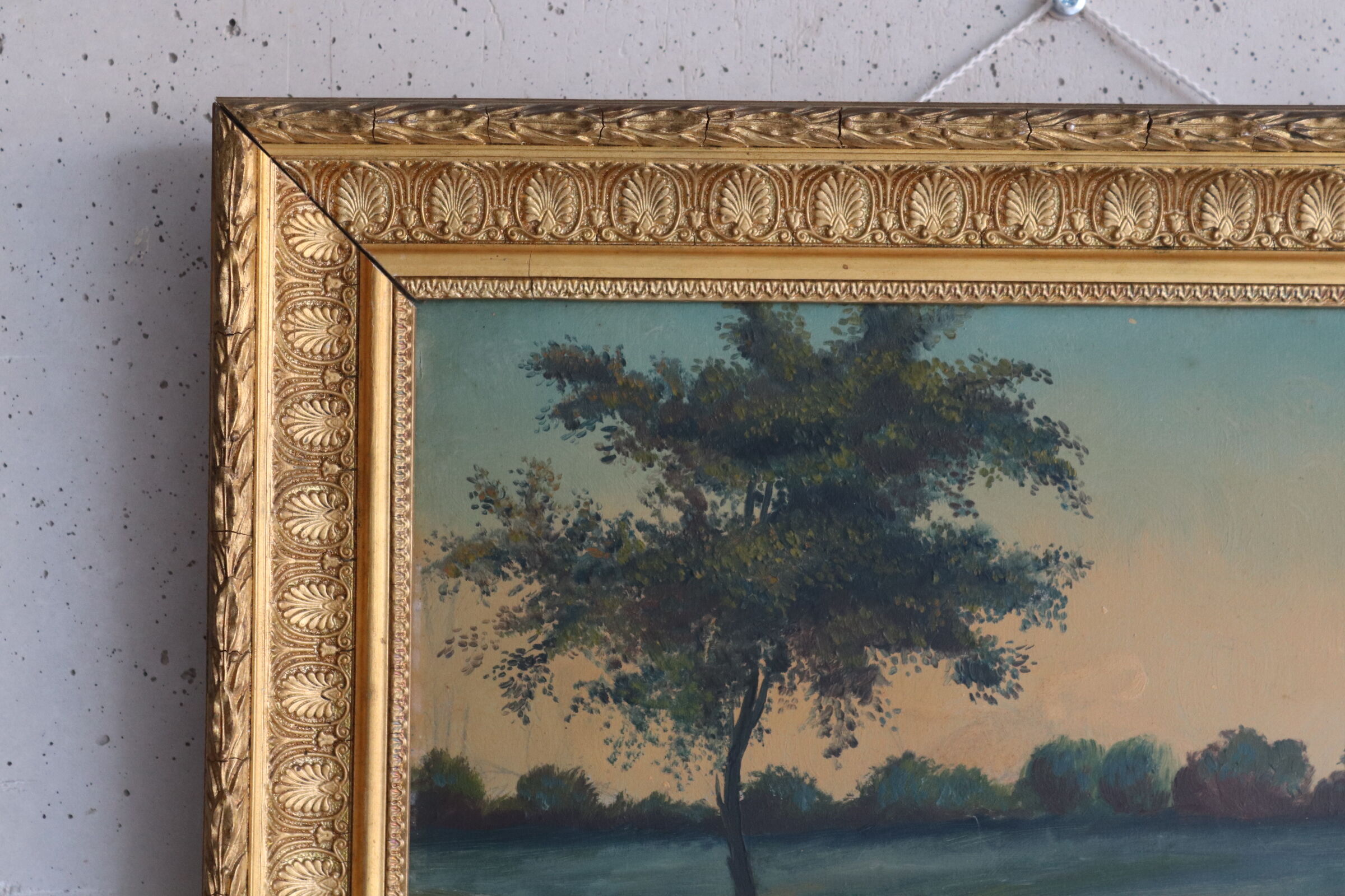 Oil on old landscape panel