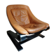 Chair Scandinavian tawny leather and curved wood
