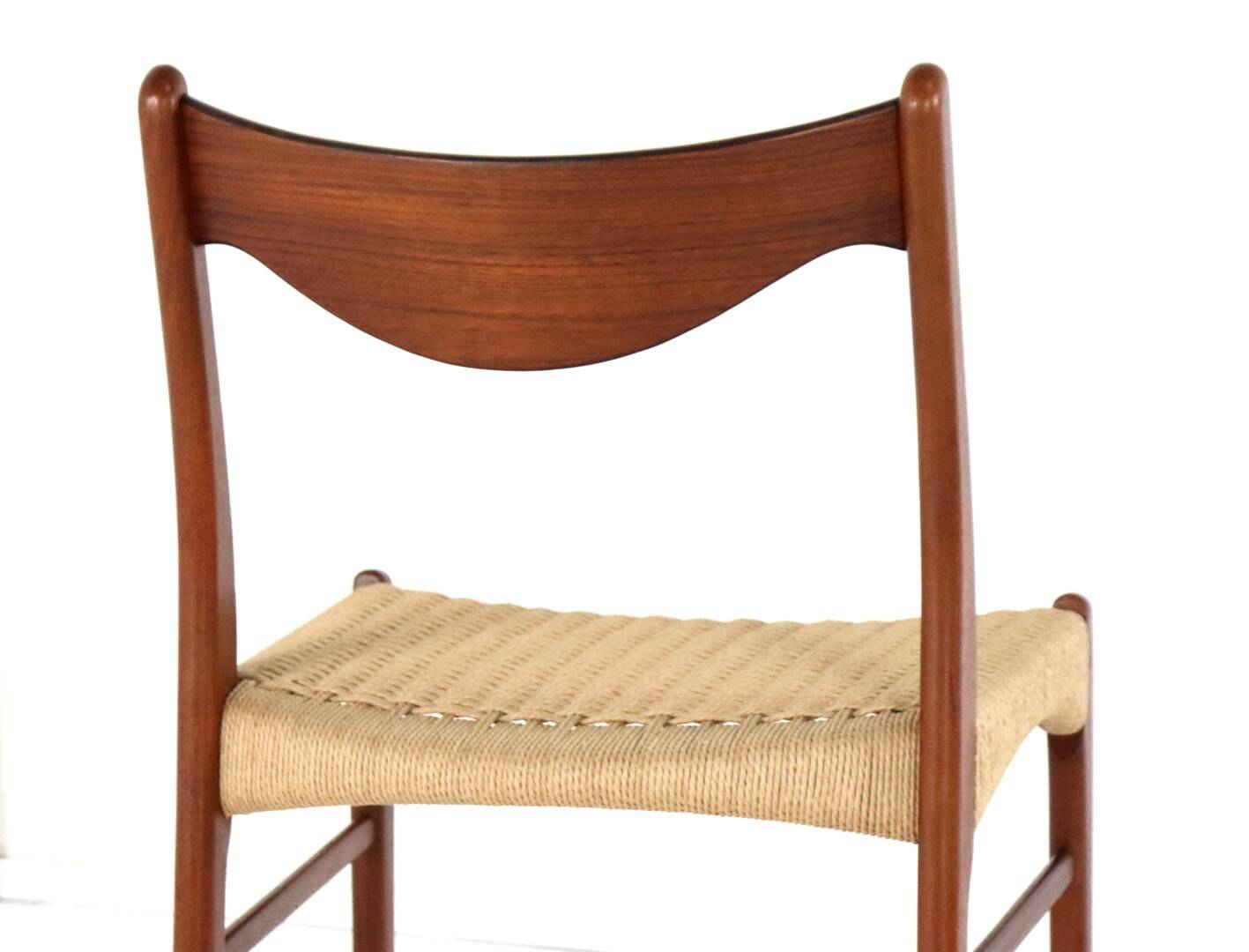 Set of 4 Arne Wahl Iversen for Glyngore papercord chairs 'Naerem'