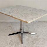 Coffee table Roche Bobois 70's carrara marble and chrome star foot