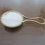 Handheld mirror in porcelain and gilded metal 50s 60s