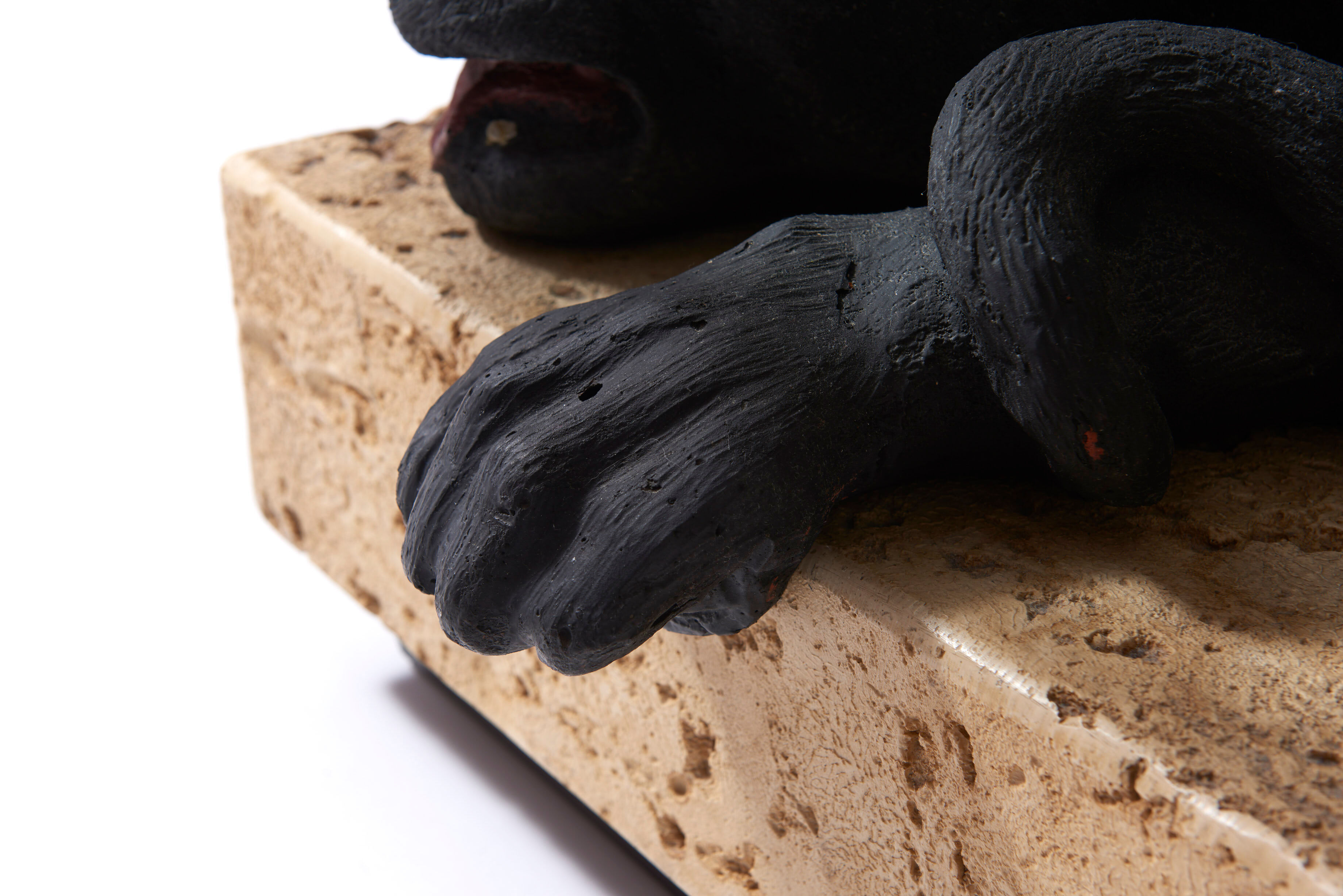 Panther coffee table on stone base and glass tablet