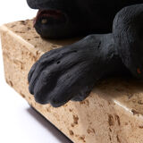 Panther coffee table on stone base and glass tablet