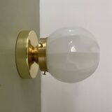 Vintage globe wall / ceiling light in white opaline