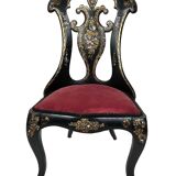 High-backed chair in wood and burgundy boiled cardboard, Napoleon III