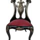 High-backed chair in wood and burgundy boiled cardboard, Napoleon III