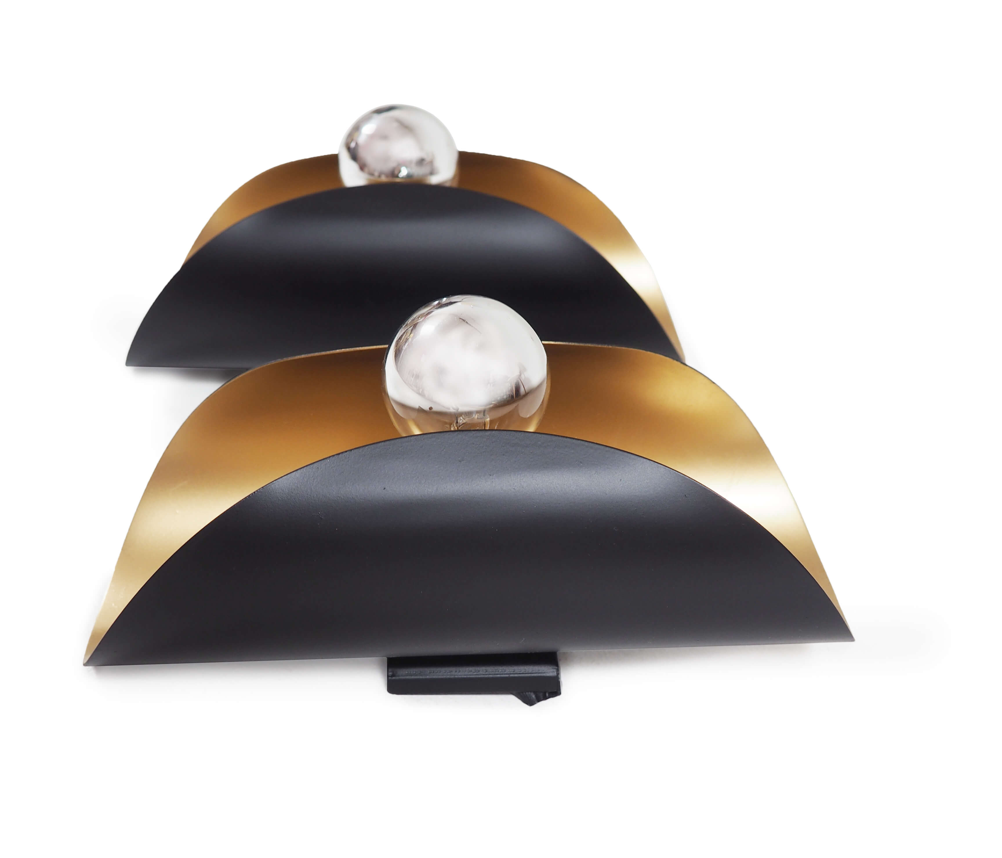 Paire d'appliques noir et or