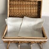 Wicker, wood, scoubidou