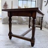 Farm table with turned legs, made of pine and birch, 180cm.