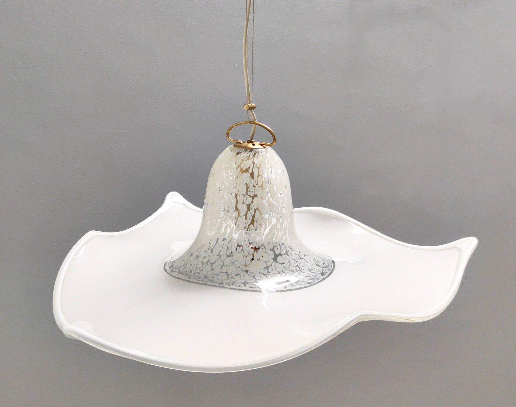 White Murano Glass Pendant Marked La Murrina, Italy, 1980s