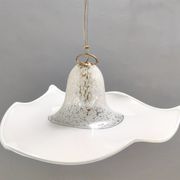 White Murano Glass Pendant Marked La Murrina, Italy, 1980s