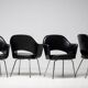 Set of 4 Saarinen executive chairs for Knoll in original black leather.