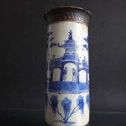 Former Chinese roll vase nanjing China white blue porcelain Qing XIX brand