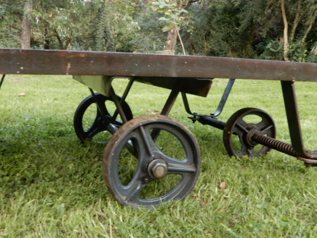 Vintage industrial coffee table antique marble trolley