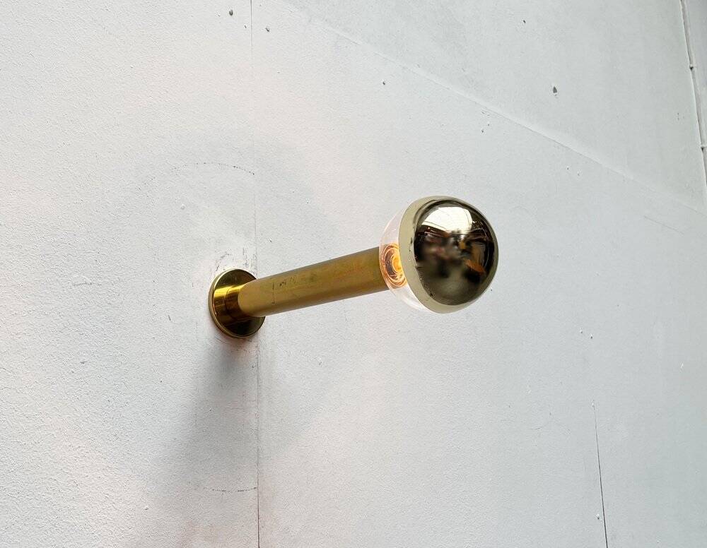 Vintage Space Age ceiling lamp in brass by Motoko Ishii for Staff, 1970s.