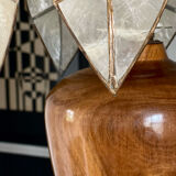 Mother-of-pearl and olive wood lamp