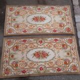 Pair of vintage carpets wool floral décor 137x68cm