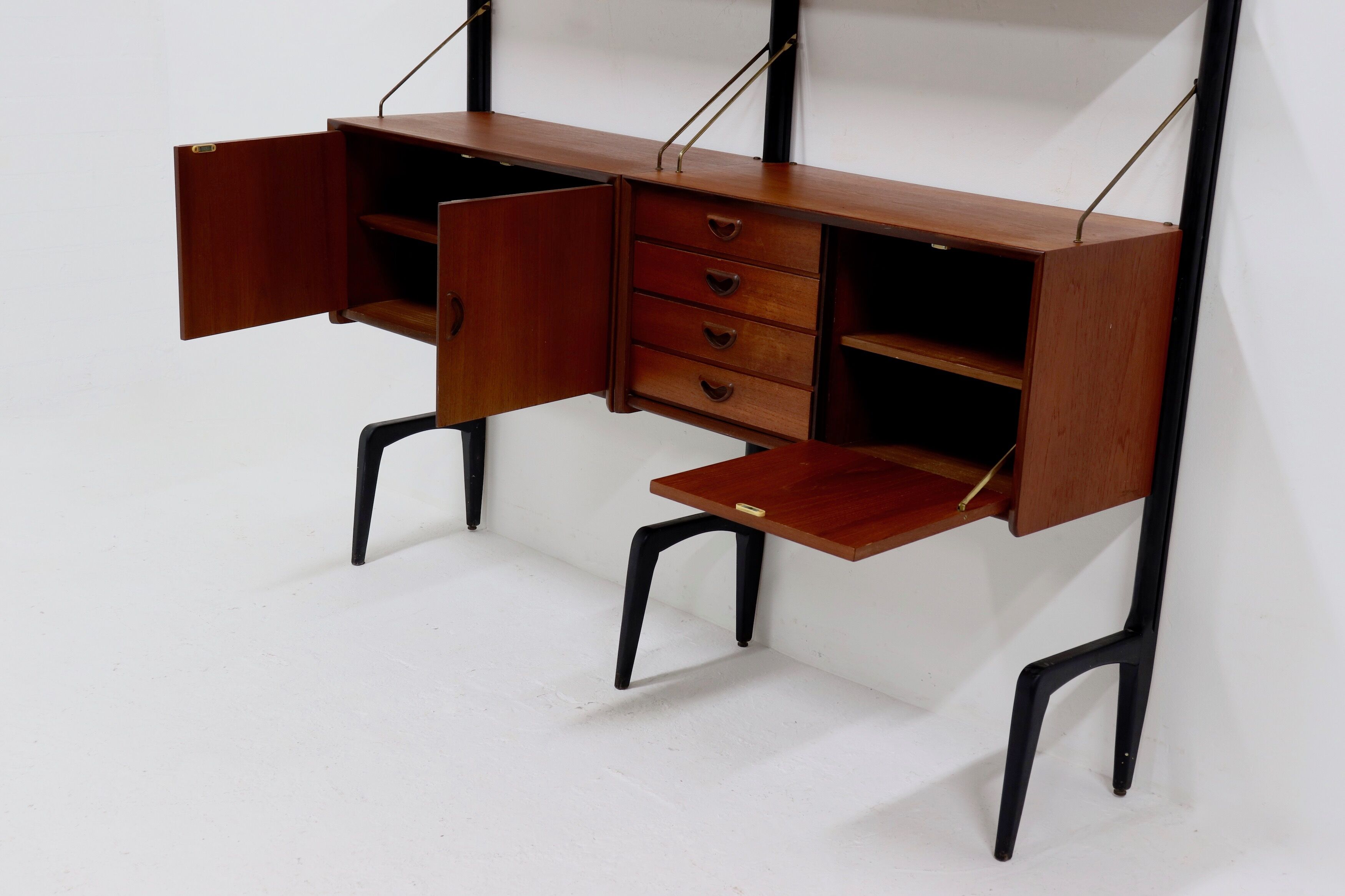 Teak Wall Unit by Louis van Teeffelen for WeBe 1950's