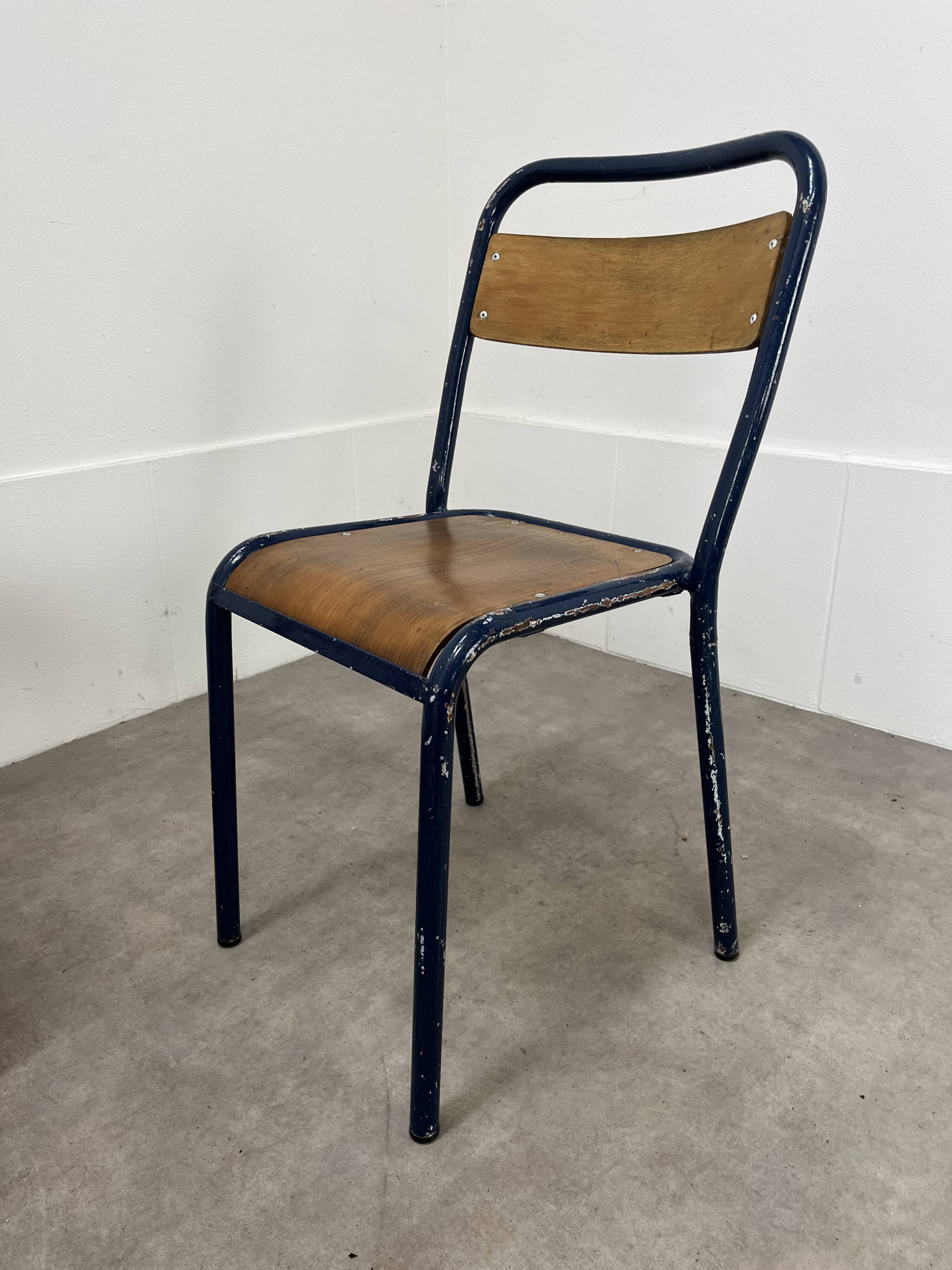 5 industrial style metal chairs, vintage