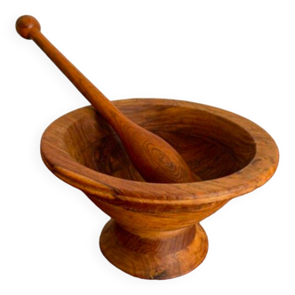 Old wooden mortar and pestle