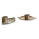 Vintage brushed metal geometric candle holders