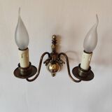 Paire d'appliques murales en laiton avec 2 feux, de style hollandais
