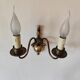 Pair of Dutch style 2-light brass wall lights