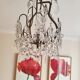 brass cage chandelier with crystal tassels