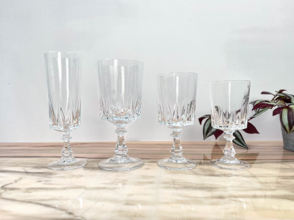 Set of 4 Crystal Water Glasses of Arques model Louvre