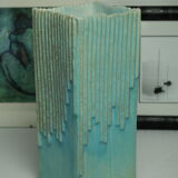 Modernist ceramic vase blue stamped signed 80s