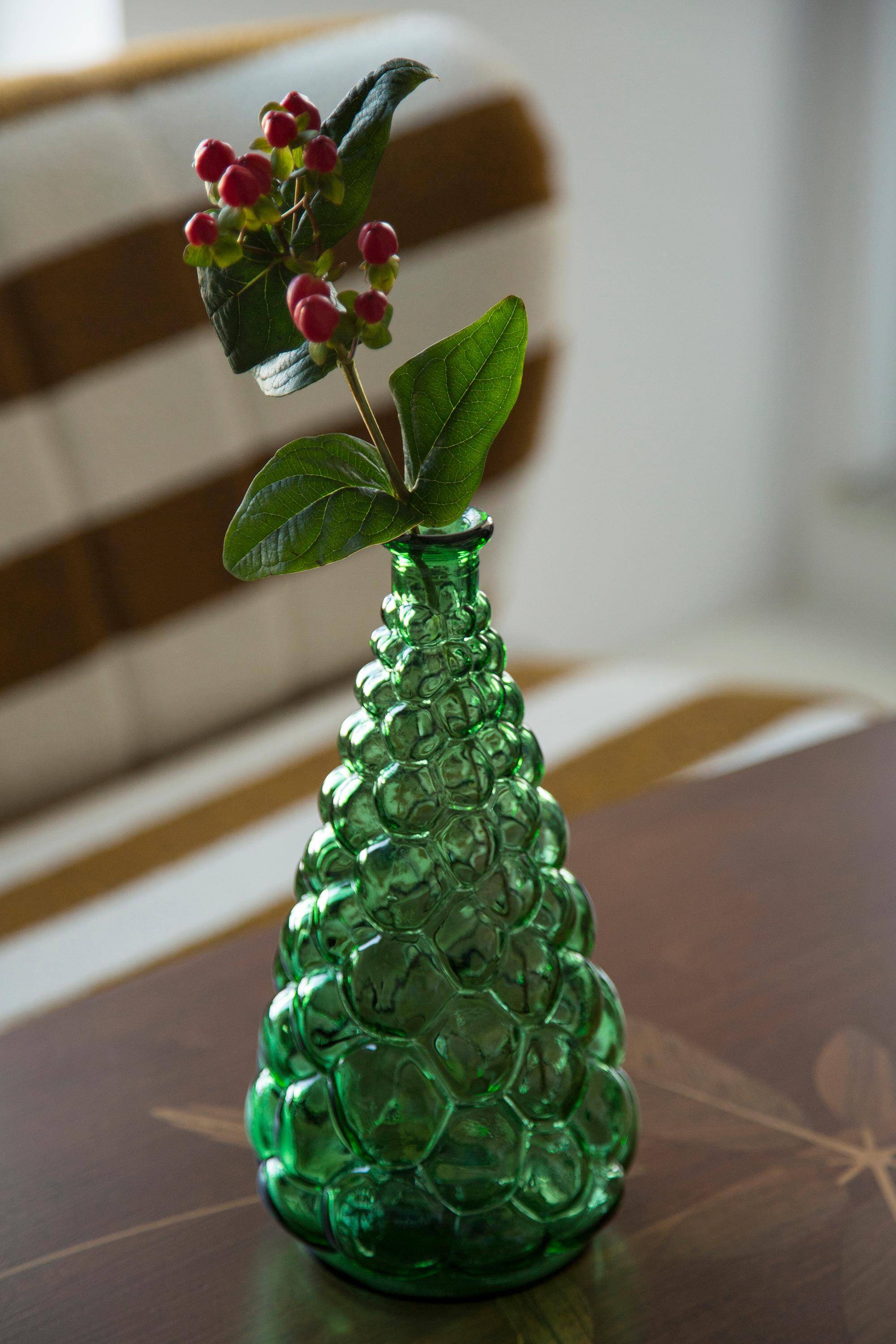 Rare green glass carafe Empoli from the mid-century, Italy, 1960s.