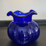 Vintage vase in blue glass paste