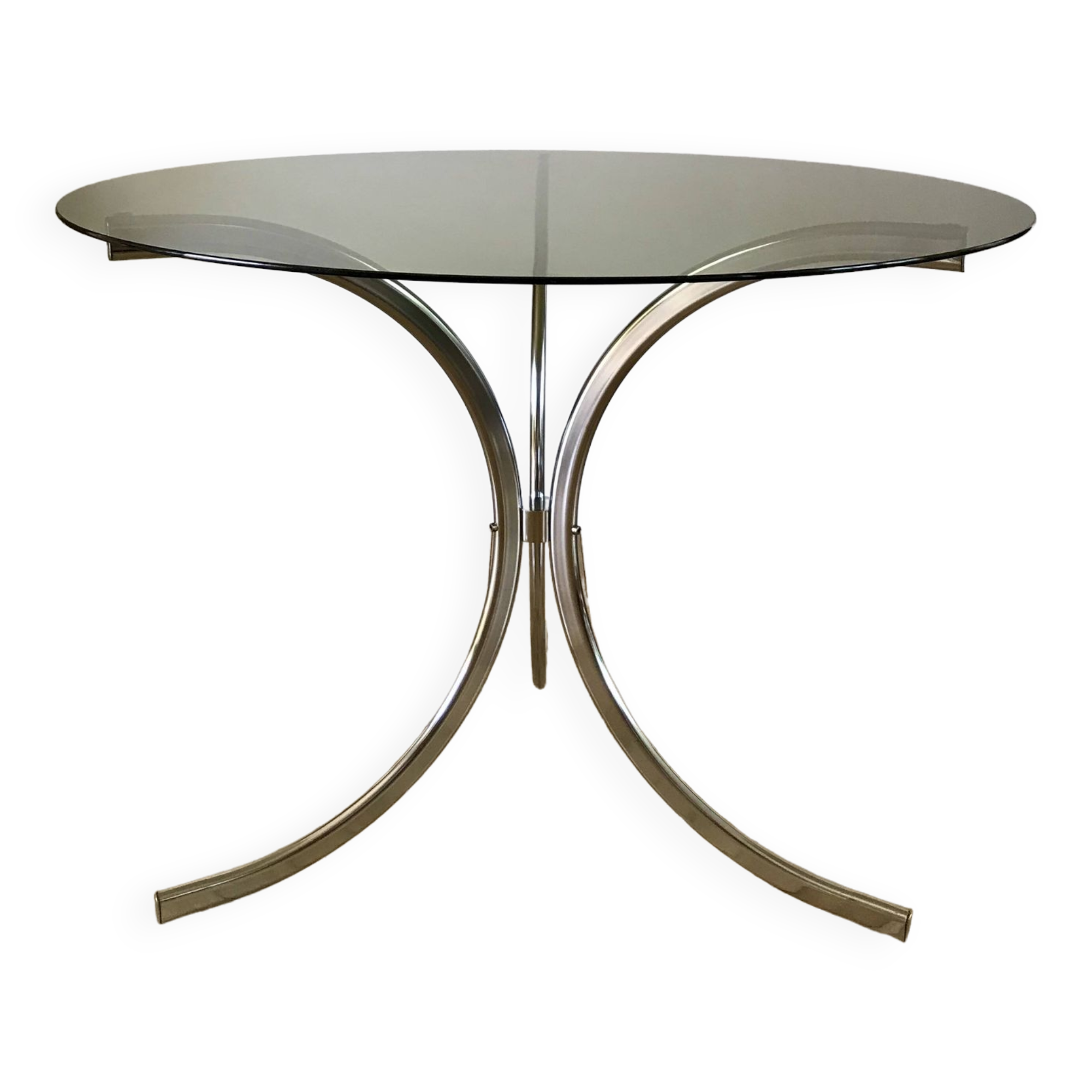 70s design chrome and smoked glass dining table