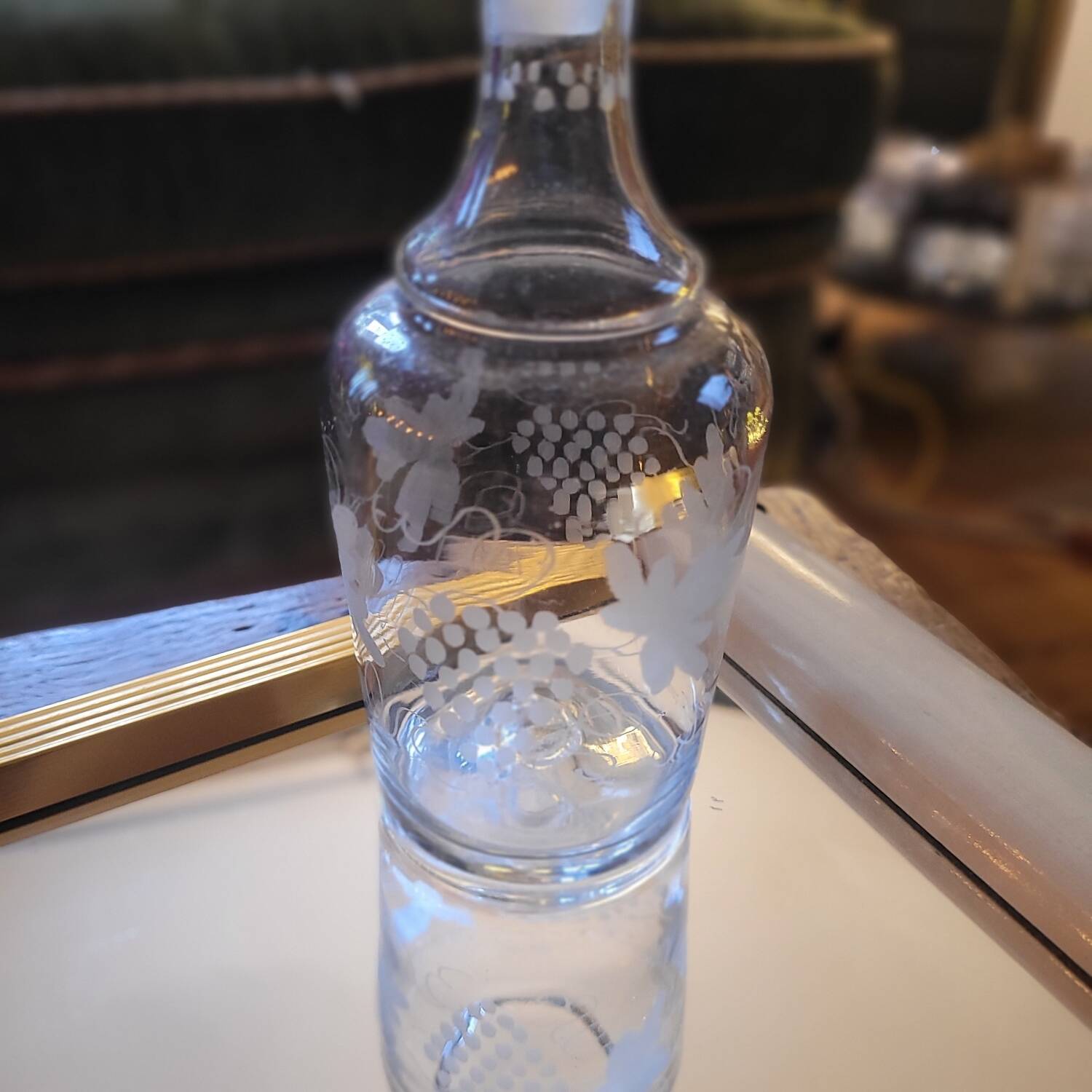 Engraved glass carafe – 1950s-60s