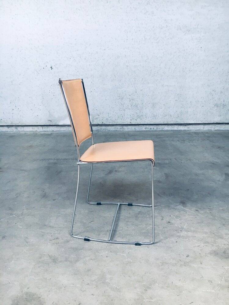 Set of Postmodern Italian Design Leather Dining Chairs by Segis, 1990s